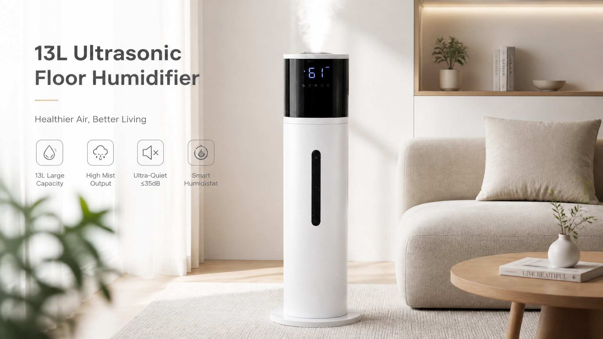 ultrasonic humidifier 13L capacity
