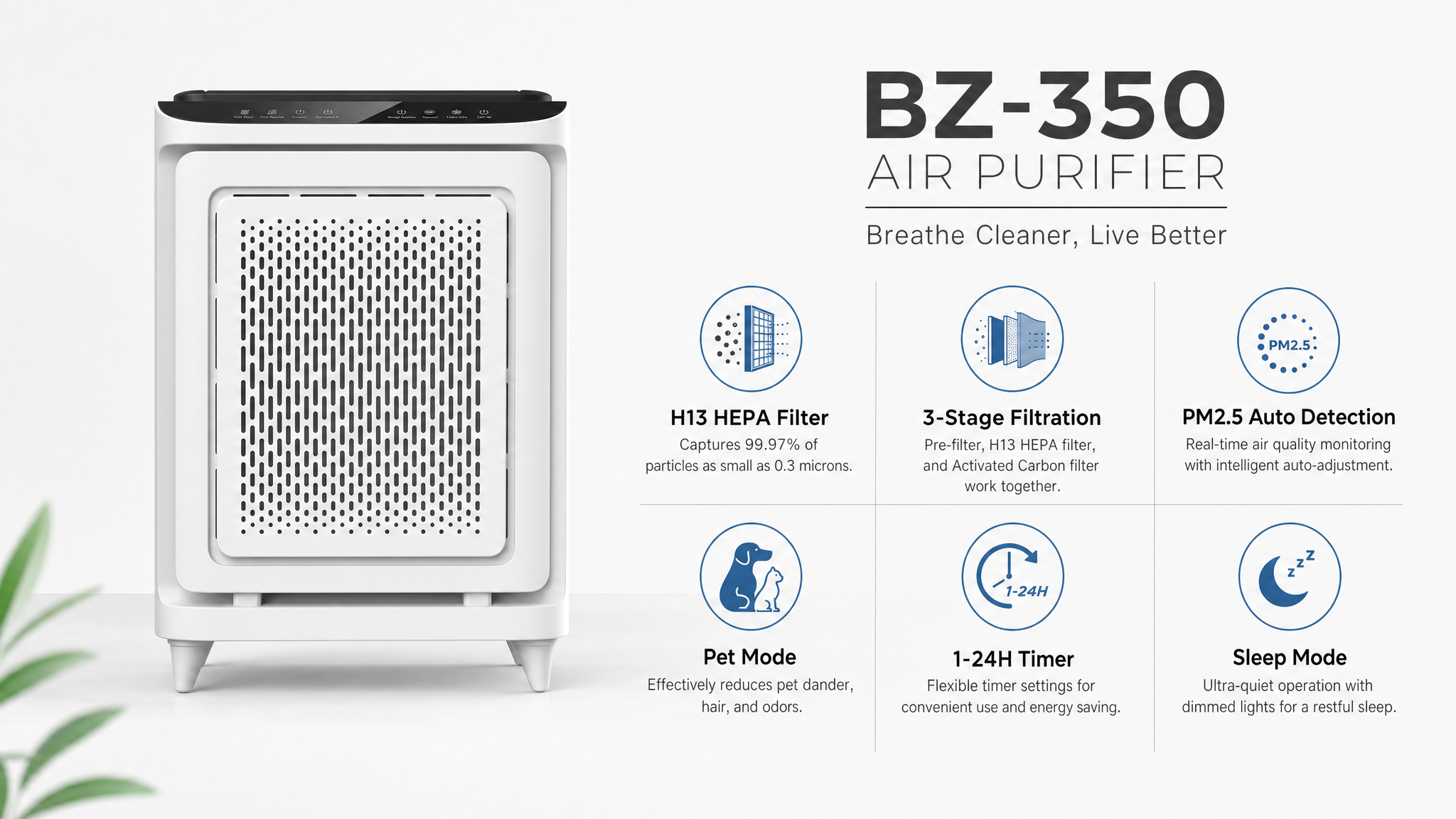 BZ-350 HEPA13 Air Purifier Manufacturer | OEM & ODM